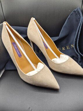 Ralph Lauren Purple Label Beige Suede Pointed-Toe Heels 36B 5.5-6 US Italy  Bag